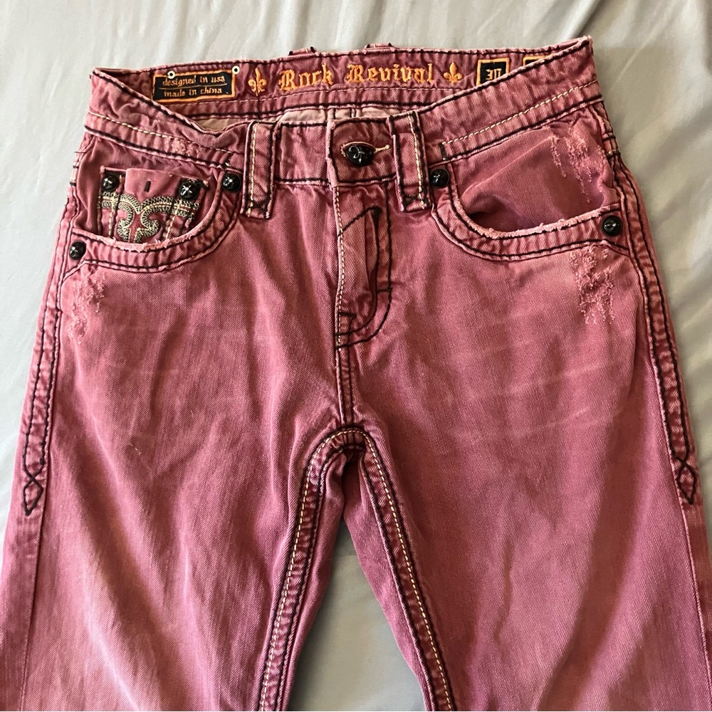 Rock Revival Men's Straight Jeans Pierre Fit in Burgundy